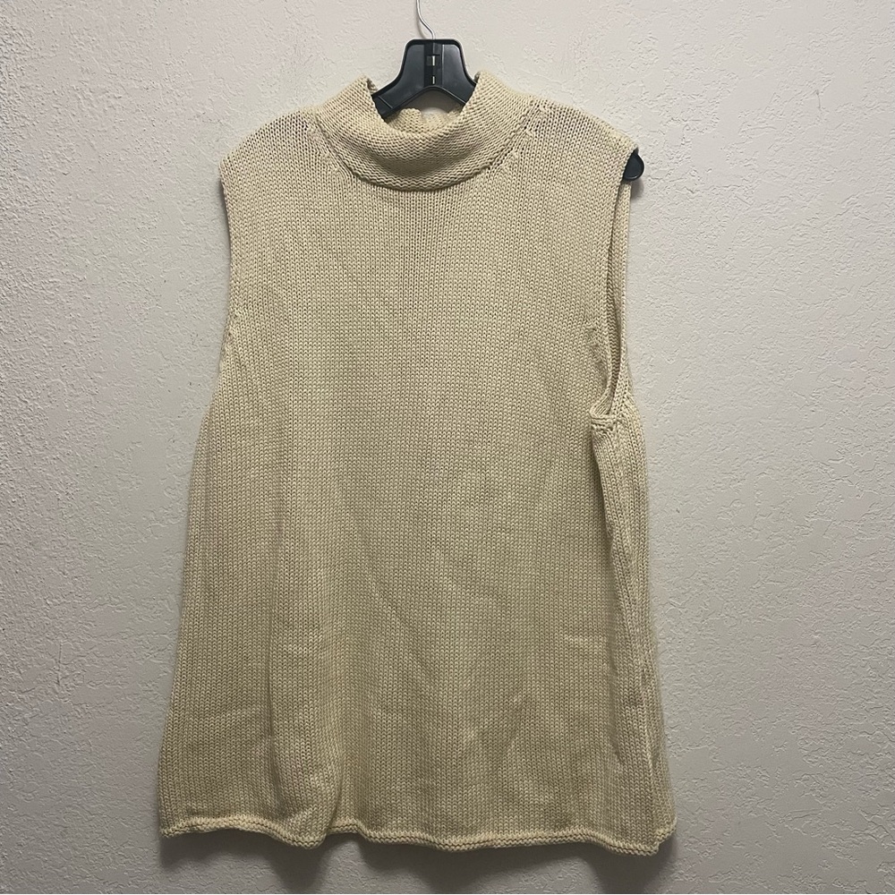 J. Jill Size 4X Mock Neck Sleeveless Sweater Silk Blend Oatmeal